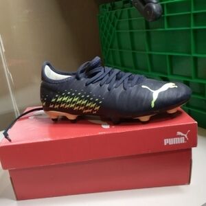 Puma Navy Soccer Cleats with Lime Accents